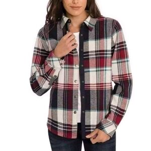 Women's Orvis Fleece Lined Flannel Long Sleeve Snap Button Shirt Shacket  XXL